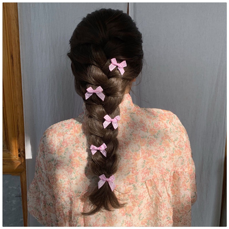 Kẹp Tóc Đính Nơ Họa Tiết Caro Dễ Thương Dành Cho Nữ