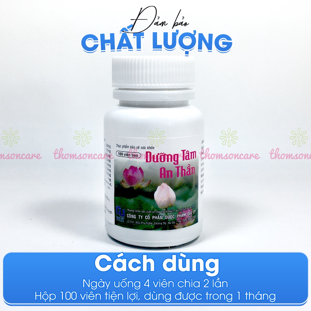 Dưỡng tâm an thần hộp 100v - giúp ăn ngủ ngon thành phầm từ thảo dược hoài sơn, liên nhục Đ.Y