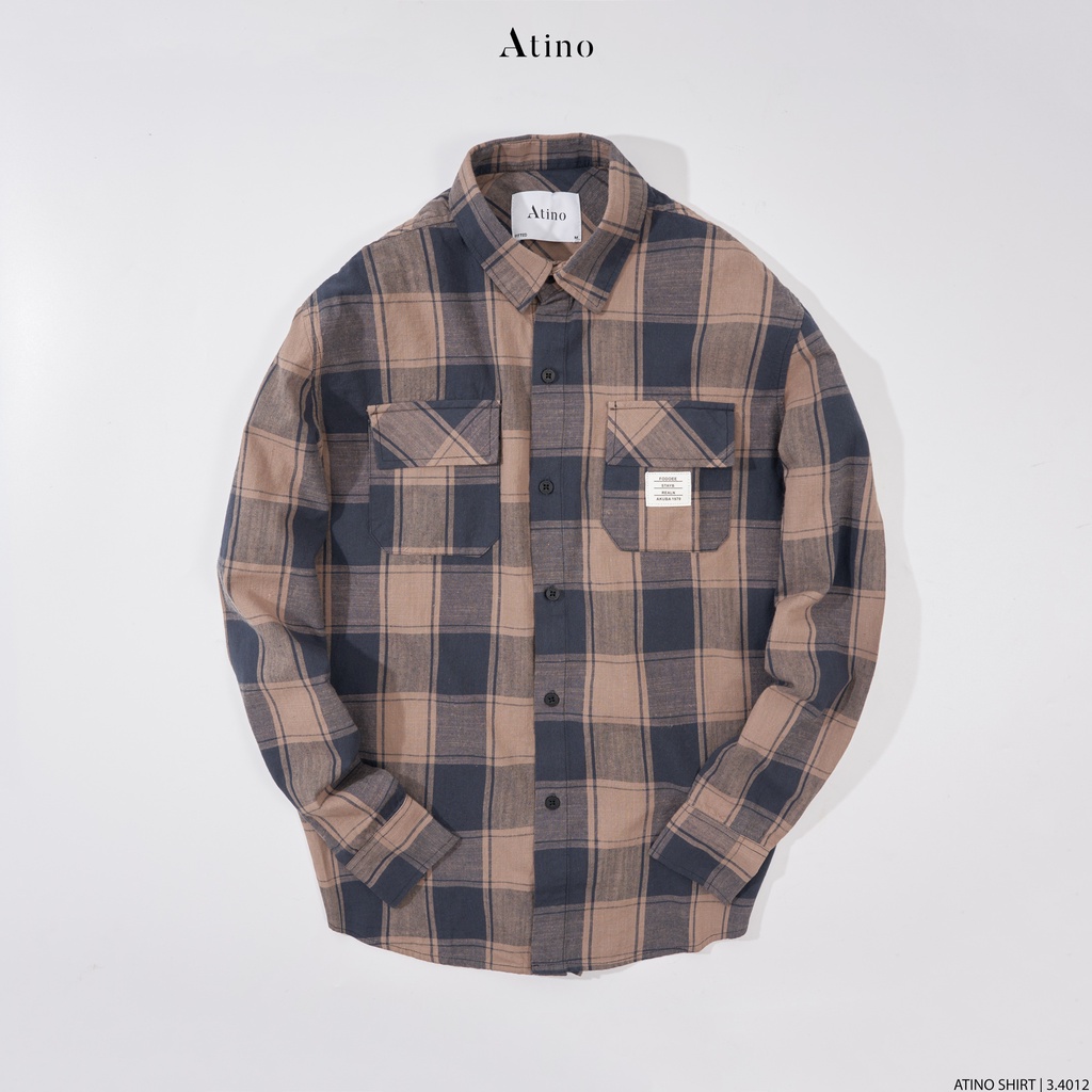 Áo Sơ Mi Dài Tay Nam Sọc Caro ATINO Vải Cotton mềm mịn thoáng mát Form Regular SM3.4012