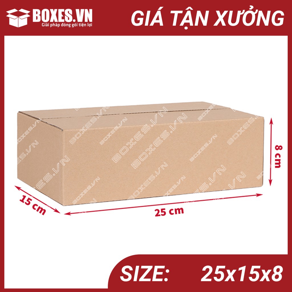 Combo 100 hộp Carton 25x15x8 đóng gói hàng giá tận xưởng