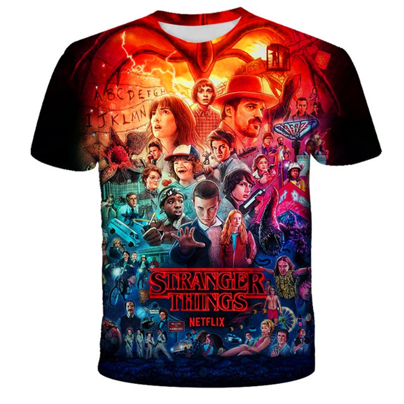 Áo Thun Tay Ngắn In Hình Phim Stranger Things 3D Thời Trang Mùa Hè Cho Nam Và Nữ