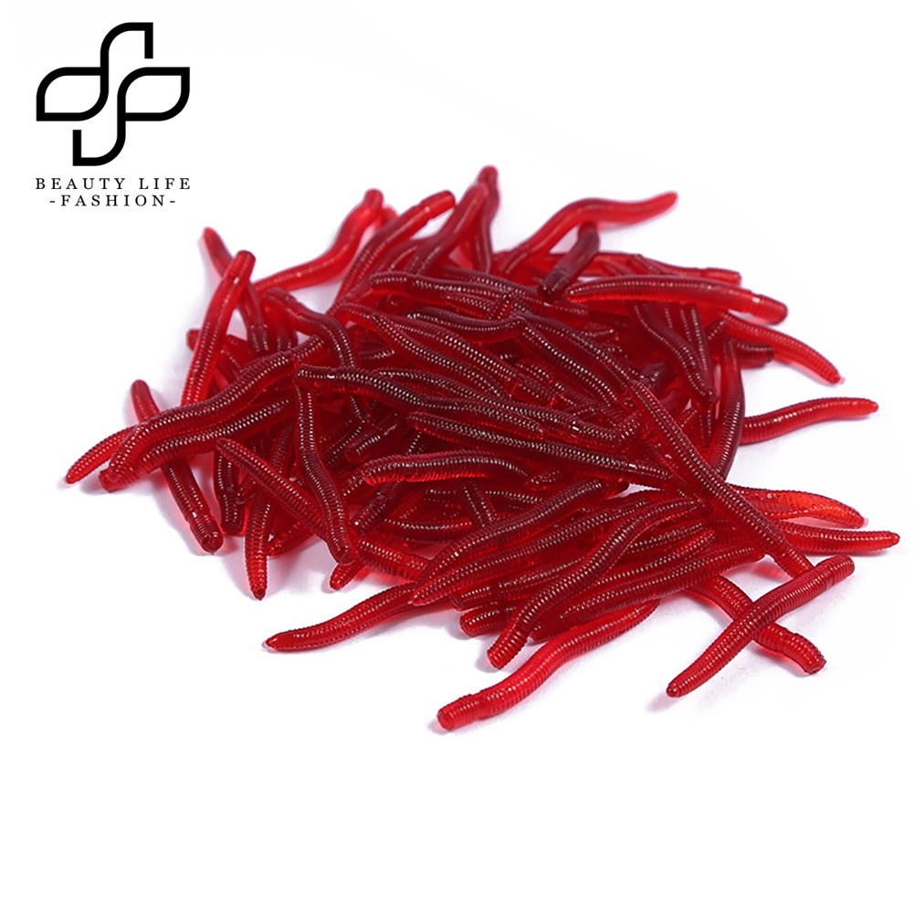 Bộ 50 Mồi Câu Cá Hình Giun Đỏ Nhân Tạo