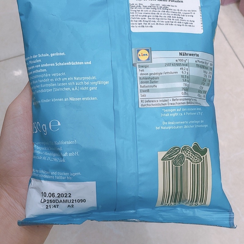 Hạt dẻ cười rang muối Alesto 250g - Đức