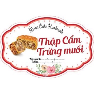 Set 2 Tờ/ 144 Tem Dán Nhân Bánh Trung Thu - Vị Thập Cẩm Trứng Muối