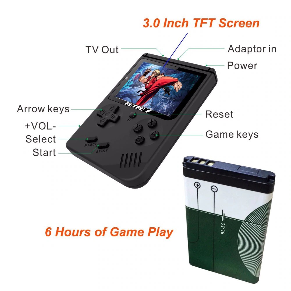 Máy Chơi Game Cầm Tay Mini Coolbaby Rs-6A 8-bit Tích Hợp 168 Trò Chơi