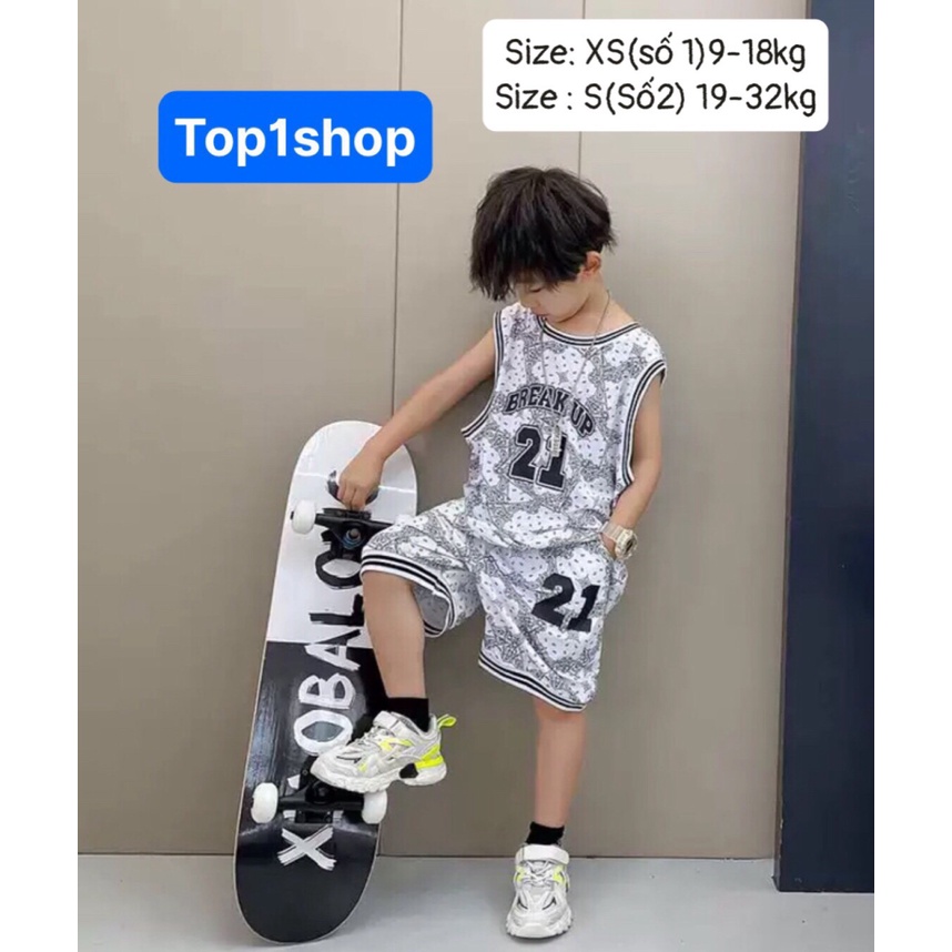 Bộ thể thao nam sát nách hoa văn số 21 cực chất Top1shop