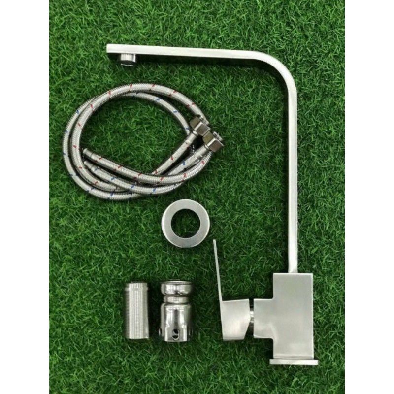 Vòi rửa chén bát nóng lạnh mẫu vuông chất liệu inox 304 chống rỉ sét