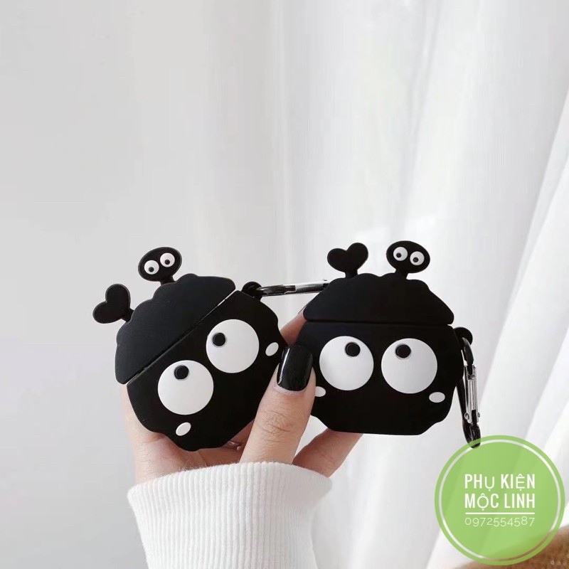 ☘️Tặng kèm móc treo☘️Case Airpod 1 2 3 Pro Mắt lồi tim đen - Vỏ bao bọc Cover đựng tai nghe không dây Airpods