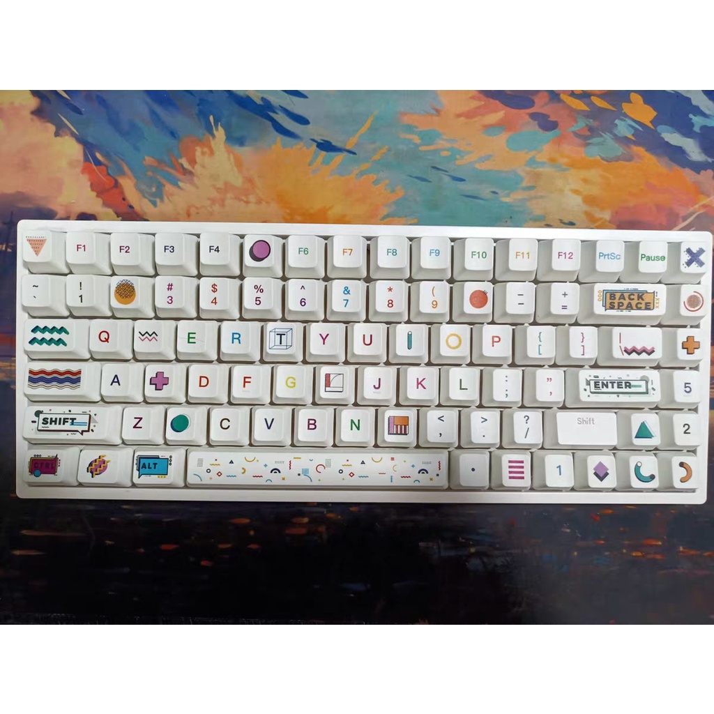 Keycap bàn phím cơ PBT nhuộm thăng hoa cho bàn phím 108/104/87/61 phím OEM cá tính chủ đề hoạt hình trò chơi