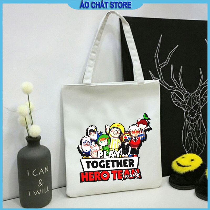 Túi tote túi vải Hero Team canvas xách vai in hình Simmy Sammy Đào Timmy phong cách Hàn Quốc đi học giá rẻ