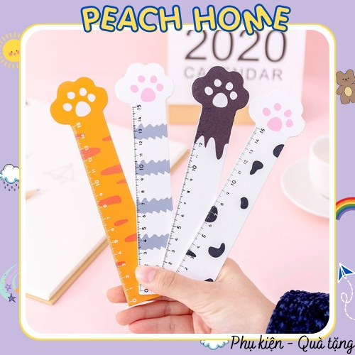 Thước Kẻ Gỗ 15cm Hình Chân Mèo Cute Ngộ Nghĩnh Tiện Lợi Dành Cho Học SInh Thước Kẻ Đa Năng Nhựa Dẻo