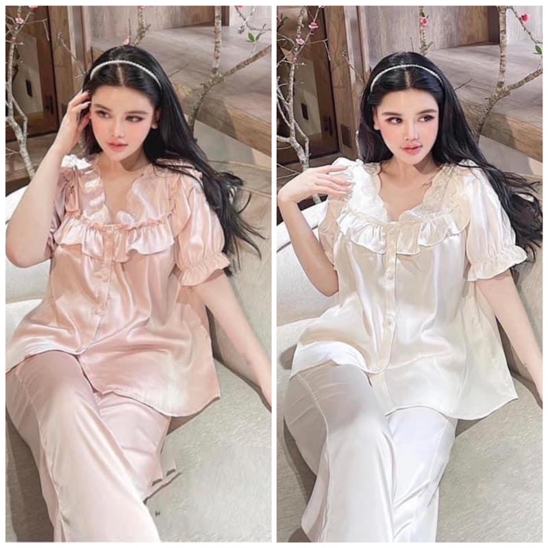 BỘ NGỦ SATIN LỤA QUẢNG CHÂU CAO CẤP BO TAY