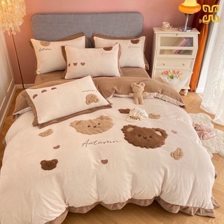 Set chăn ga gối nỉ nhung gấu cao cấp