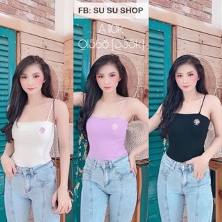 (Xả kho giá gốc) Áo hai dây thêu hoa cúc (thun borip đẹp)