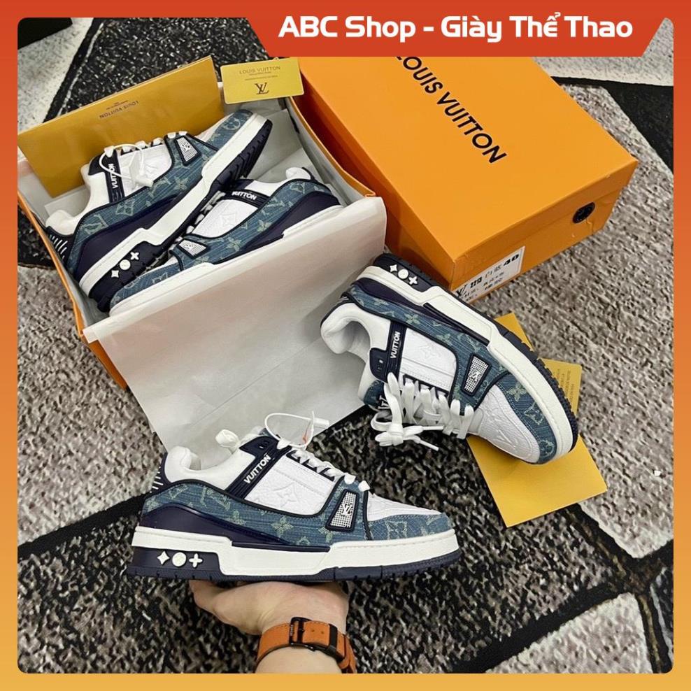 GIÀY LV XANH BÒ FULL PHỤ KIỆN, GIẦY SNEAKER THỂ THAO XANH TÍM THAN NAVY