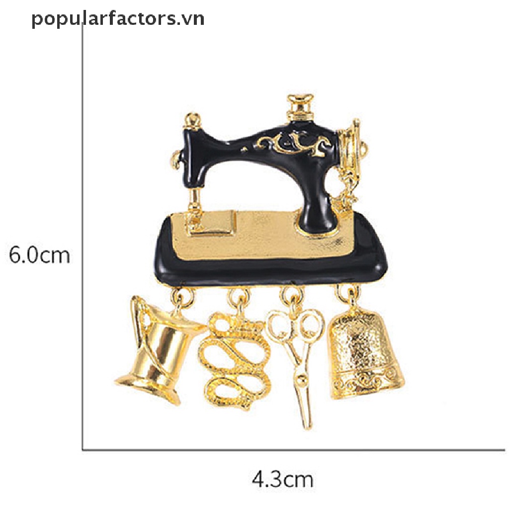 1 Ghim Cài Áo Hình Máy May Phong Cách Vintage Mạ Vàng