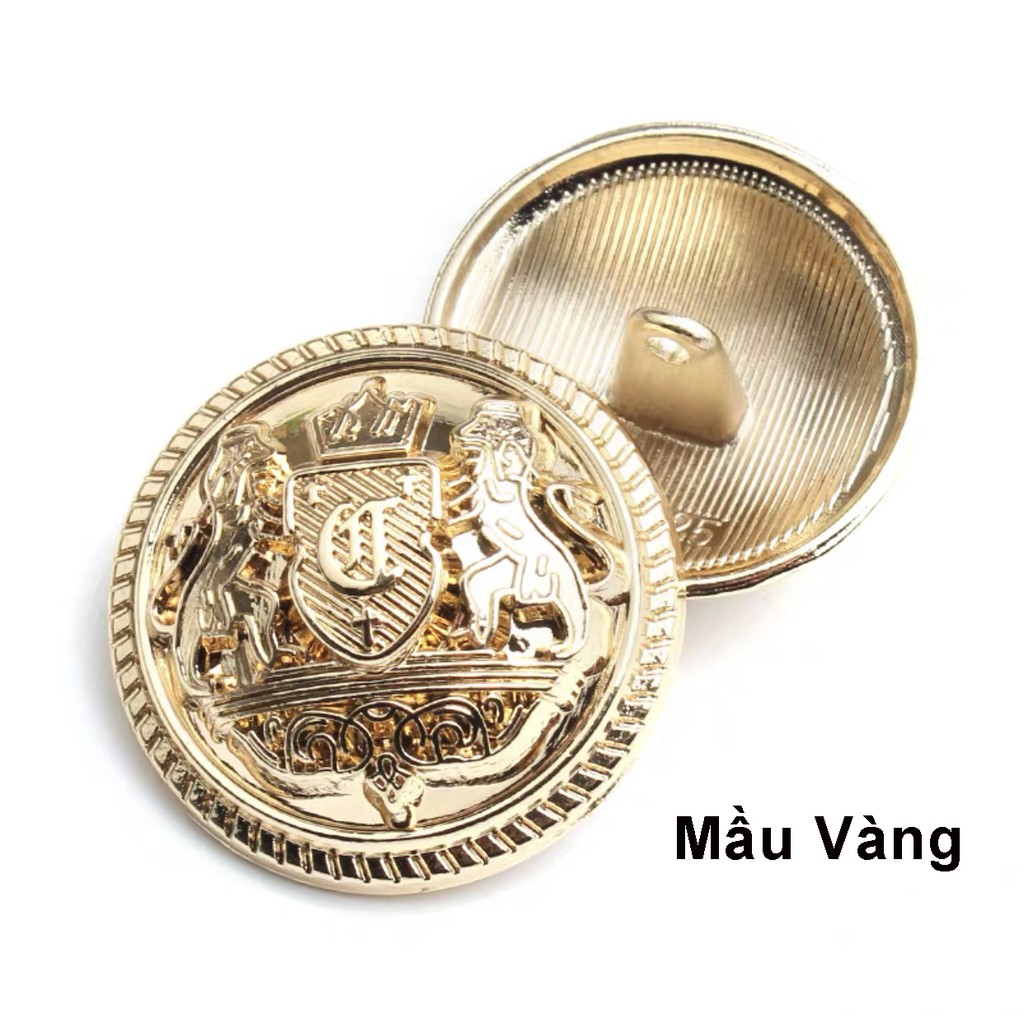 Cúc kim loại cao cấp, phong cách Anh vương miện đôi sư tử phù hợp áo vest nam và nữ, áo khoác, măng tô, áo khoác dạ