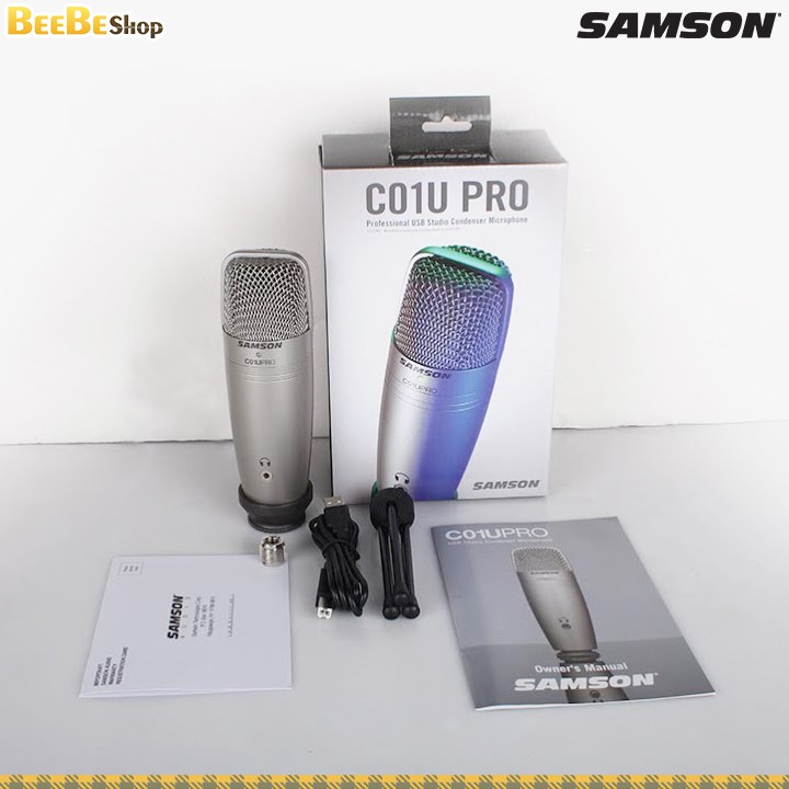 SAMSON C01u Pro - Micro USB Thu Âm Chuyên Nghiệp, Tích Cổng Tai Nghe Kiểm Âm, Có Chân Đế Và Cáp USB