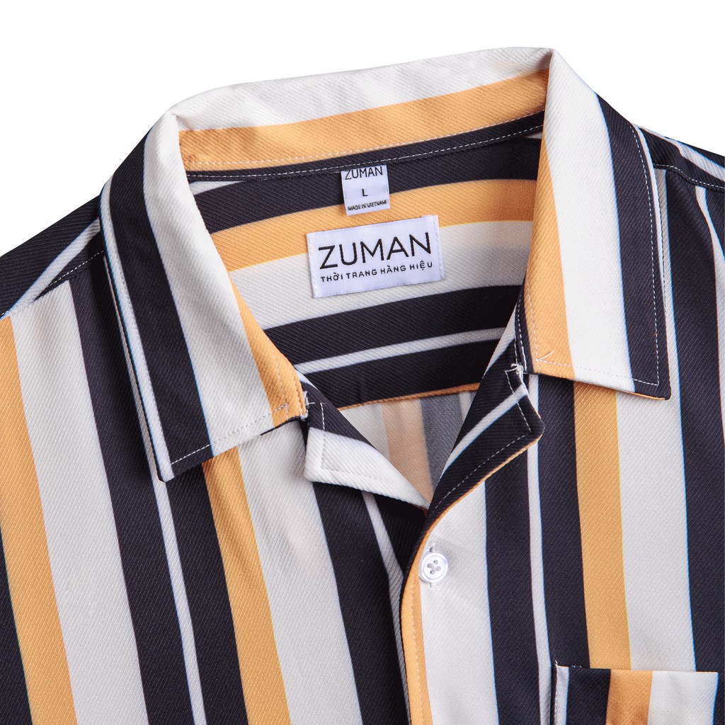 Áo sơ mi nam họa tiết tay ngắn Revere Shirt ZUMAN ASM201 form suông, chất lụa chéo cao cấp, thoáng mát