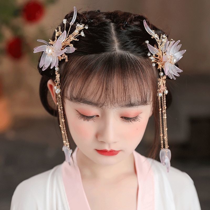 Kẹp Tóc Tua Rua Phụ Kiện Hóa Trang Hán Phục Cho Bé Gái