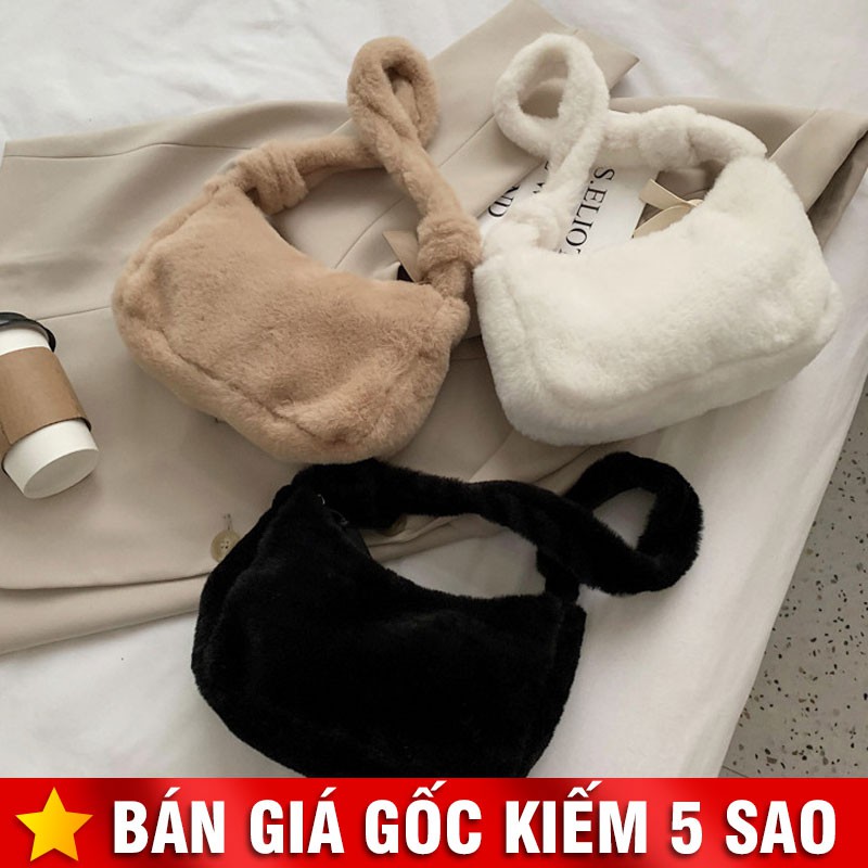 Túi Đeo 1 Bên Vải Lông Trơn Đơn Giản Thời Trang P1986