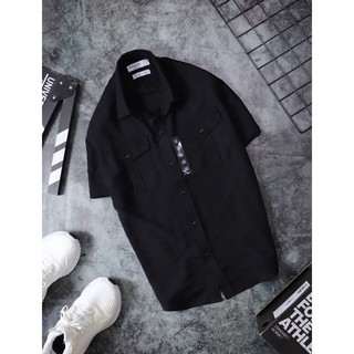 áo SƠ MI NAM MÀU ĐEN NGẮN TAY vải mềm mát