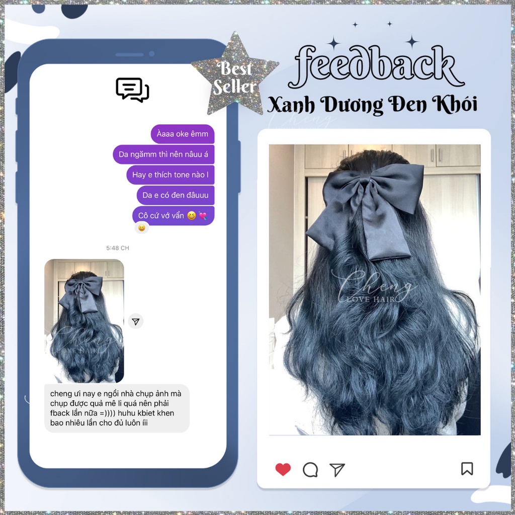 Thuốc Nhuộm Tóc Màu XANH DƯƠNG ĐEN KHÓI, Xanh Đen Khói Không Tẩy | Colormin