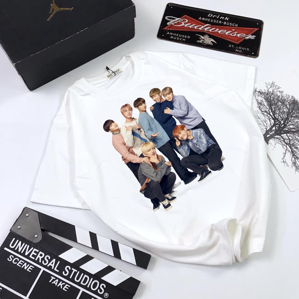 Áo thun Cotton Unisex - Fan BTS Hàn Quốc - K-Pop - Chibi - BTS trẻ trung