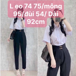 Quần Tây Baggy Đen Lưng Cao Basic có size BC80