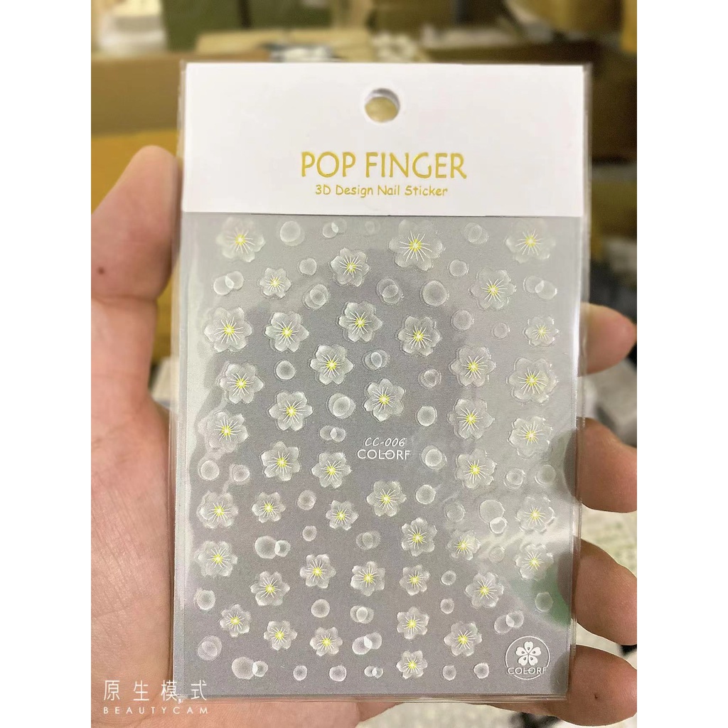 Sticker trang trí nail mã hoa trắng