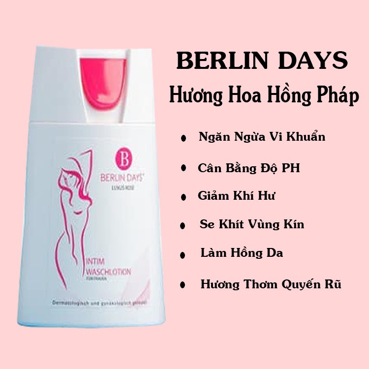 Dung Dịch Vệ Sinh Phụ Nữ Berlin Days Hương Hoa Hồng Pháp Và Hương Nước Hoa Làm Sạch Nhẹ Nhàng Giảm Mùi Hôi