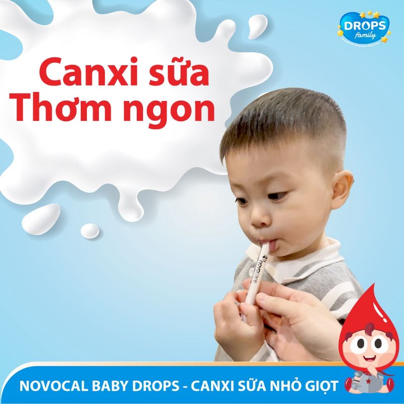 NOVOCAL BABY DROPS FORTE 90ml - Canxi cho bé hỗ trợ xương chắc khỏe, tăng chiều cao, hương sữa thơm ngon