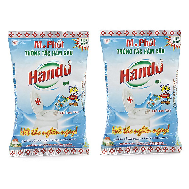 Bô 2 Gói bột thông tắc hầm cầu bể phốt loại 300g Hando (Xanh)