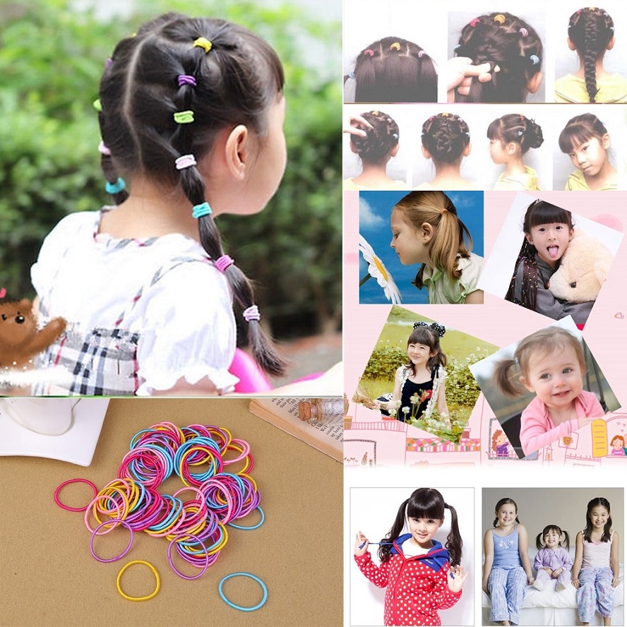 [Con xinh mỗi ngày] Túi 100 dây cột tóc nhiều màu sắc cho bé gái phong cách Hàn Quốc