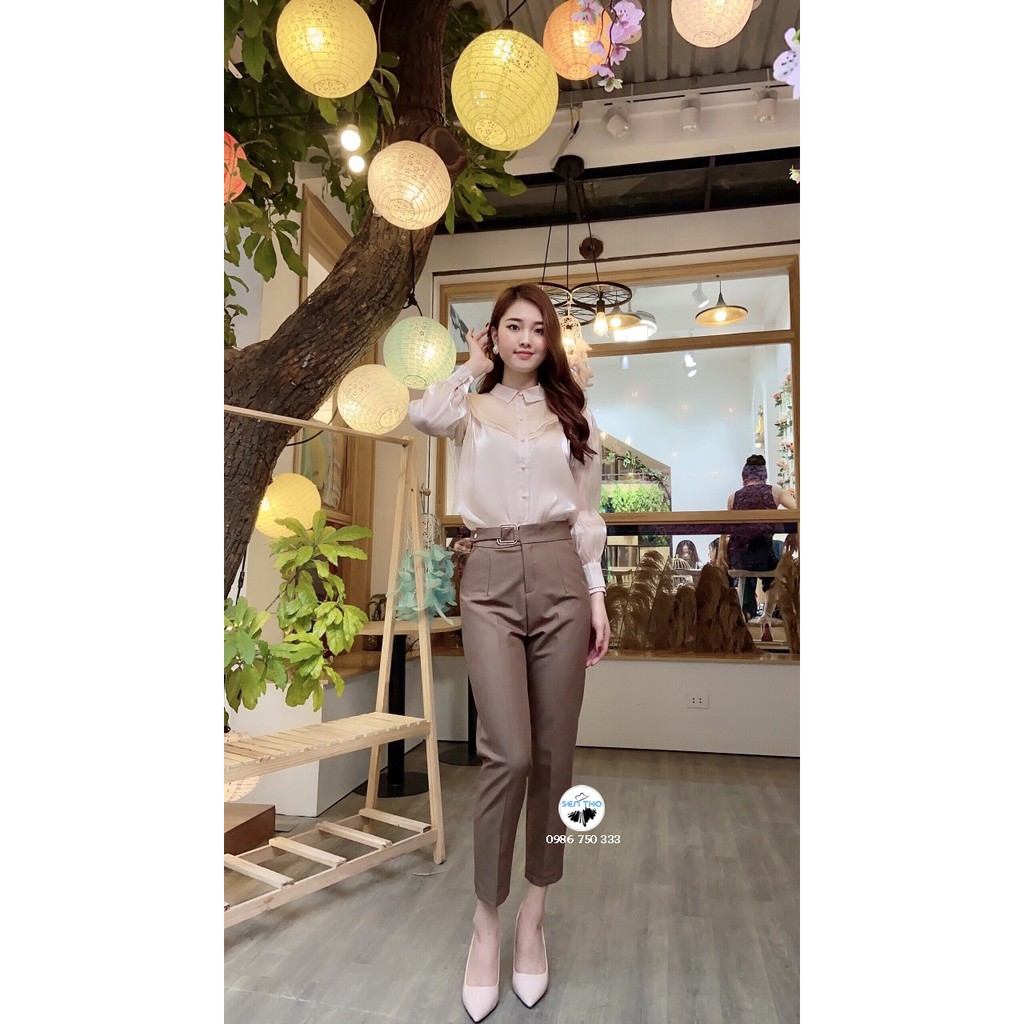 [Ảnh Thật] Quần Baggy Nữ Công Sở Đai Vuông, Màu Đen, Nâu Tây Sang Trọng. Chất Vải Vitex Cao Cấp, Cạp Cao Thanh Lịch | BigBuy360 - bigbuy360.vn