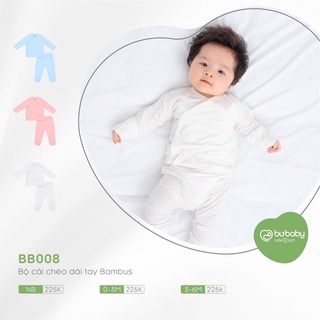 Bubaby mới! Bộ dài tay cài chéo quần dài ( bao tay bao chân lật )cho các bé sơ sinh!
