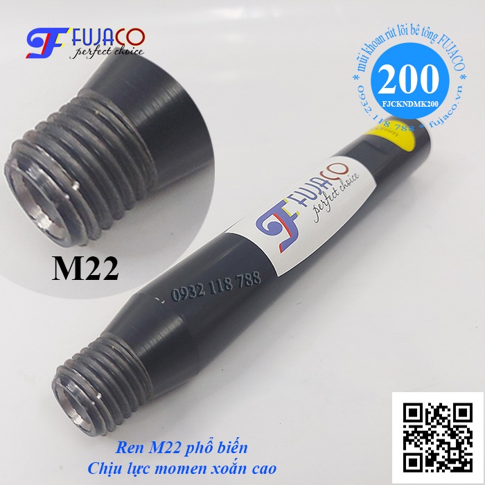 Khẩu nối dài mũi khoan rút lõi bê tông 200 mm - FUJACO cần nối giúp máy khoan có thể khoan sâu hơn 20 phân - FJCKNDMK200