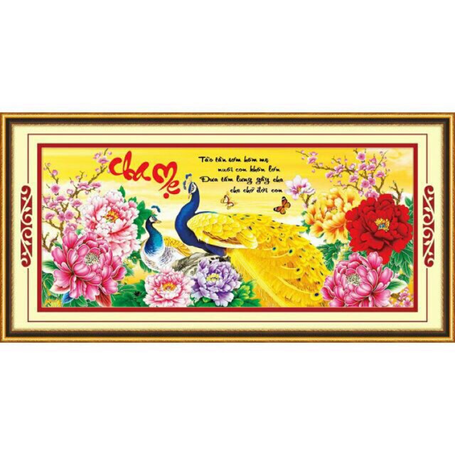 Tranh thêu chữ thập Cha Mẹ (AL53481) 99x48cm chưa thêu