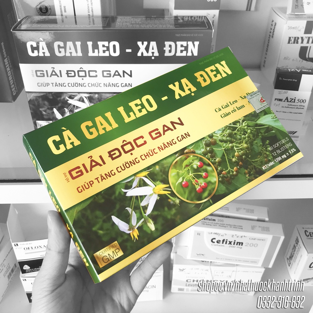 Viên uống Cà Gai Leo - Xạ Đen - giải độc gan, tăng cường chức năng gan - hộp 60 viên