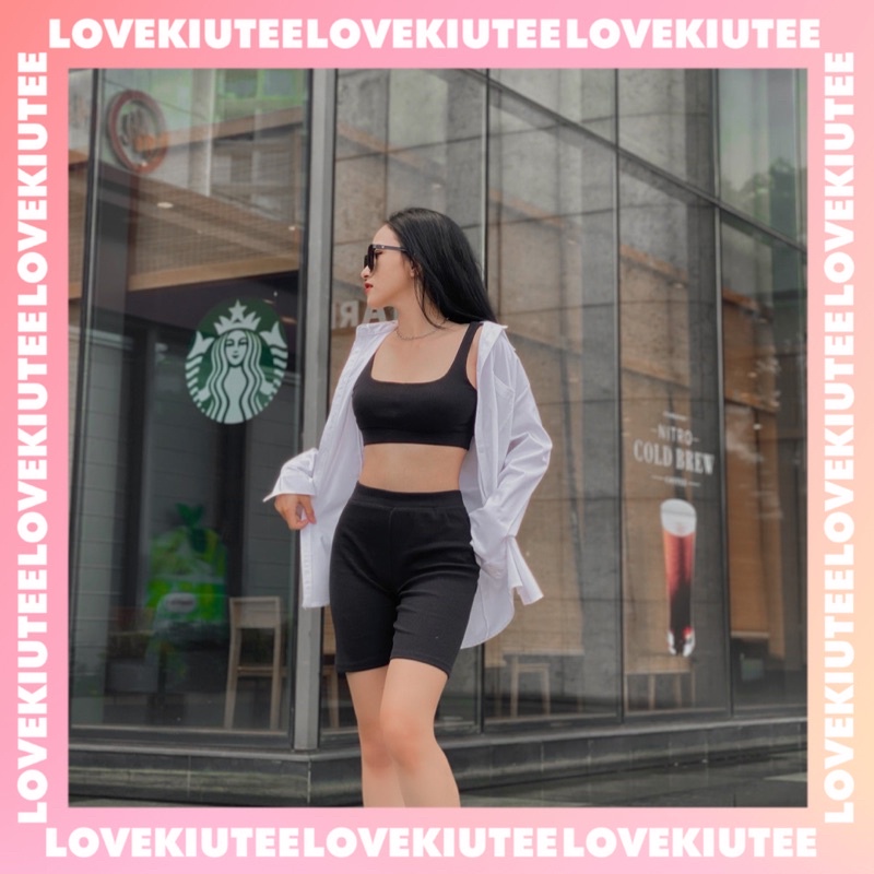 Set áo có mút và quần đùi Biker thể thao năng động dành cho bạn gái LOVEKIUTEE