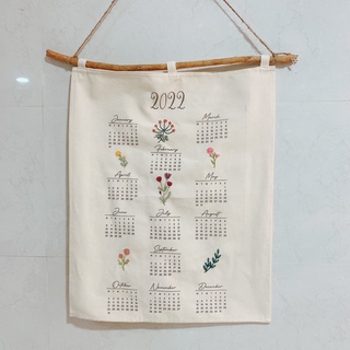 Lịch thêu treo tường 2022, Lịch trang trí Tết, Lịch vải thêu tay, Lịch thêu canvas - Tiệm Rơm - thêu thủ công, handmade
