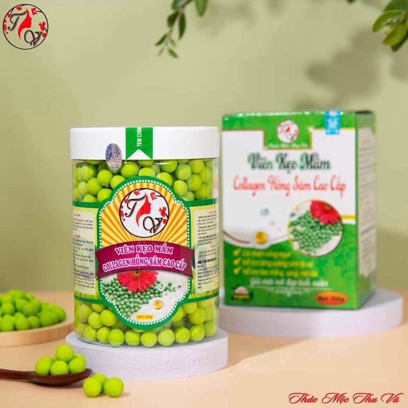 1 Hộp VIÊN KẸO MẦM COLLAGEN HỒNG SÂM CAO CẤP