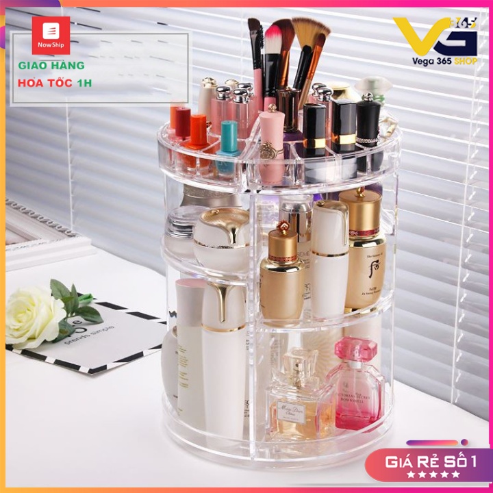 Kệ mỹ phẩm xoay 360 độ siêu hot 2021 Khay đựng đồ trang điểm