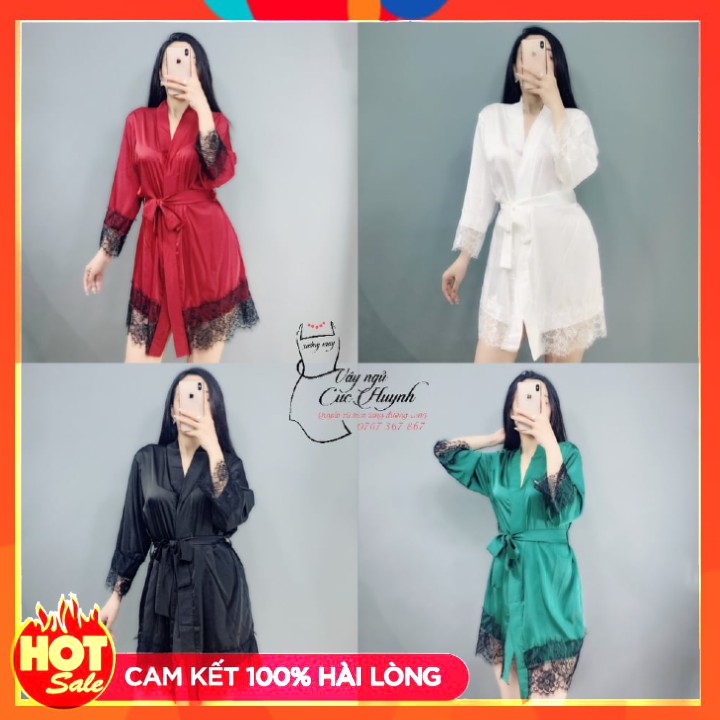 [FREE SHIP] Áo choàng dài tay phối ren xinh xắn, Áo choàng ngủ đẹp vải mềm mát, đường may kĩ, có 4 màu | BigBuy360 - bigbuy360.vn
