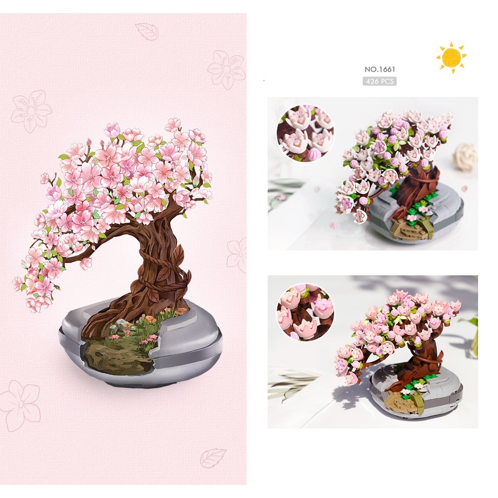 Đồ chơi lắp ráp khối xây dựng hoa hãng LOZ cây anh đào sakura-1661