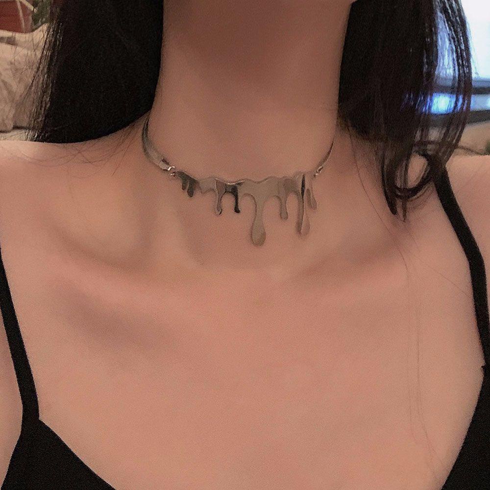 JARRED Vòng Cổ Choker Thép Không Gỉ Hình Giọt Nước Phong Cách Harajuku Punk Cá Tính Dành Cho Nữ