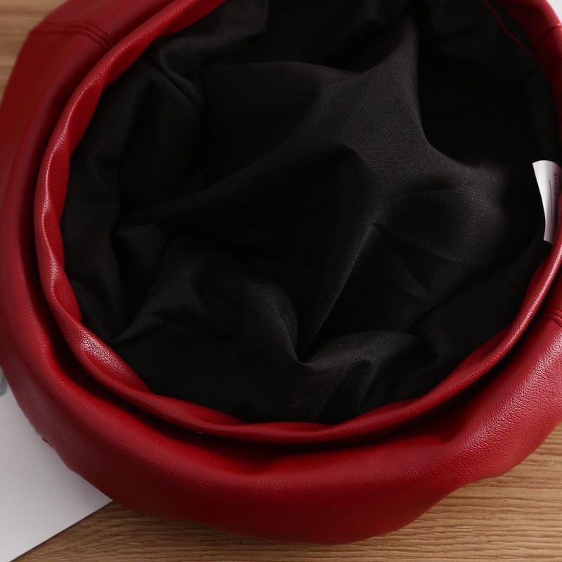 Nón beret crush on you đỏ đen - Mũ nồi phong cách Hàn - Maben