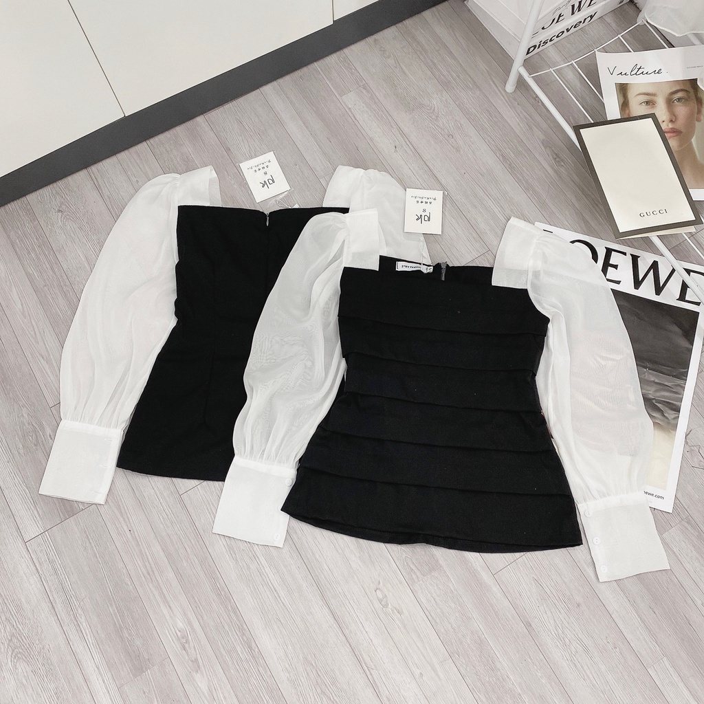 Áo sơ mi cổ vuông tay voan SV257