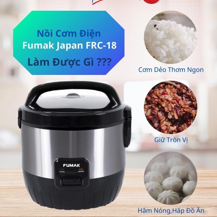 Nồi cơm điện nhật bản Fumak FRC18 -Nồi cơm điện nhật 1 8 Lít ( 3 màu ) nồi cơm điện cho 3- 6 người ăn -Bảo hành 18 tháng