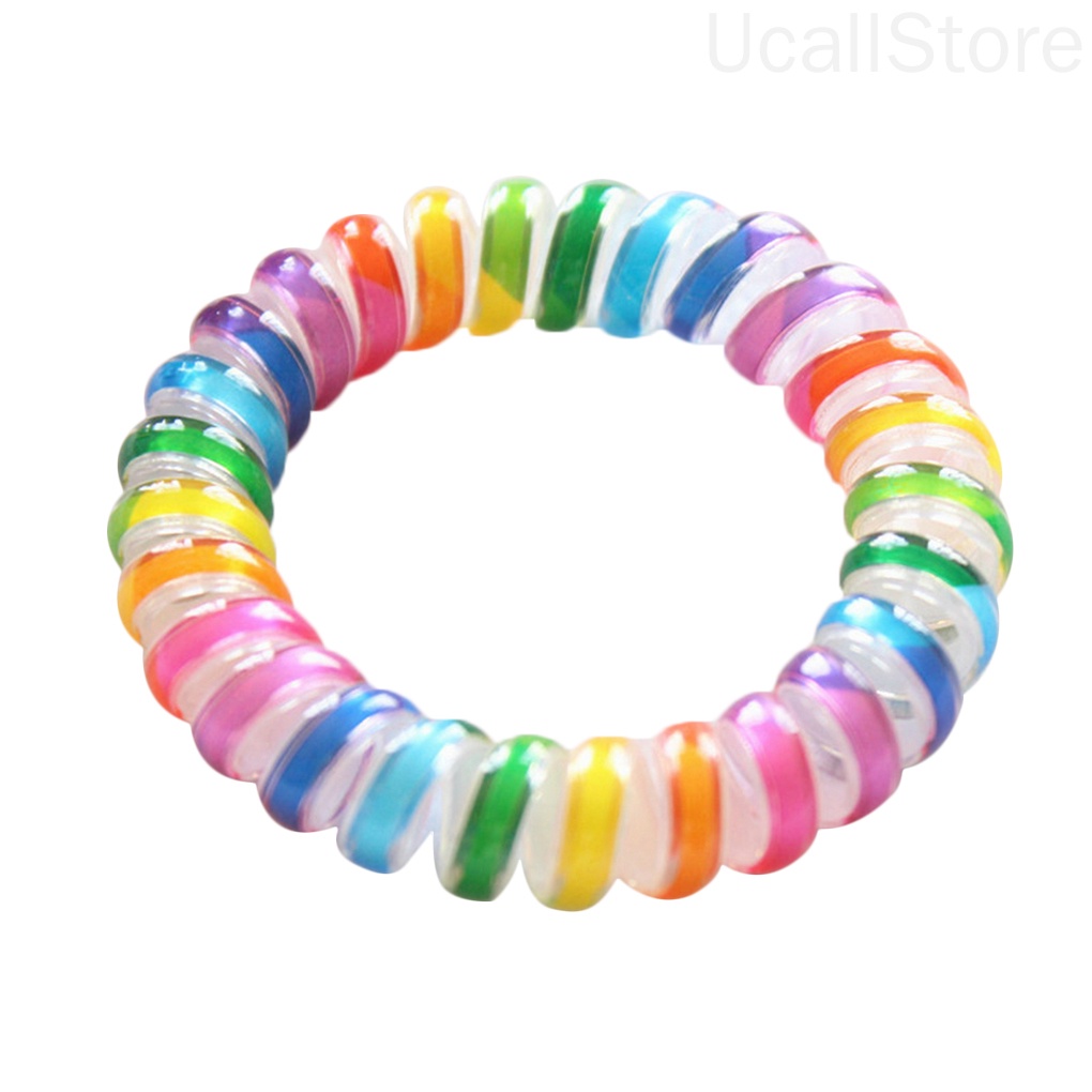 Dây Cột Tóc Lò Xo Co Giãn Màu Sắc Cầu Vồng Dành Cho Nữ Mã 1